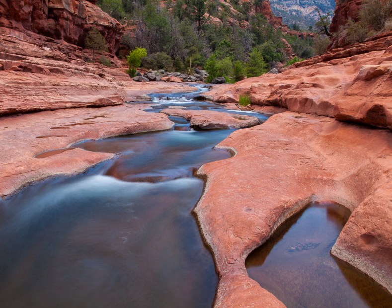 Water flows down Slide Rock in Slide Rock State Park.