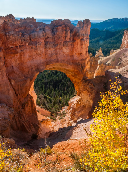 A red rock arch in Bryce Canyon National Park.