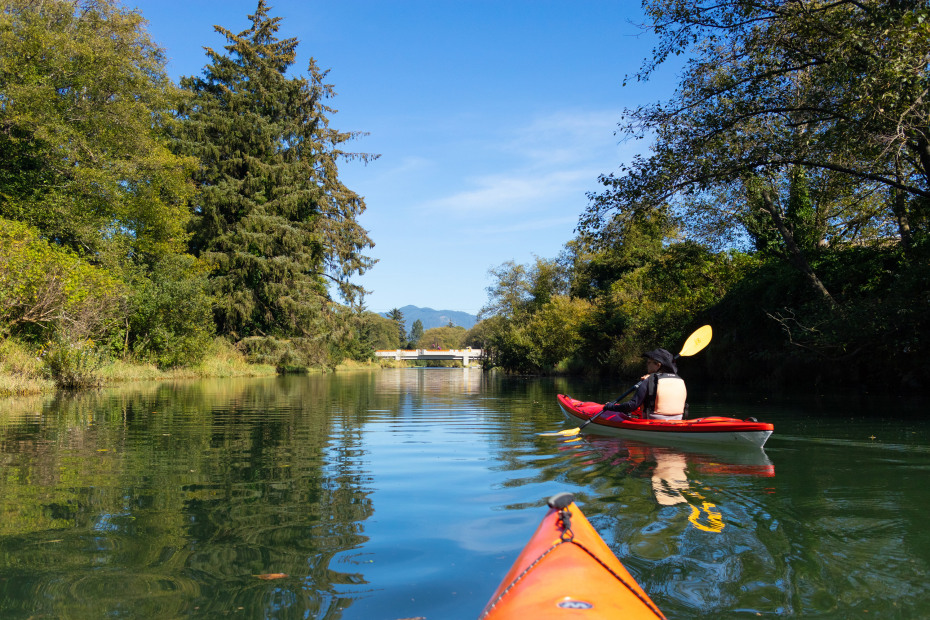 Kayaking on Hoquarton Slough in Tillamook, Oregon