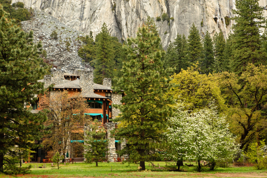 Yosemite National Park's Ahwahnee Hotel in spring.