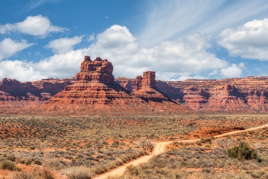 Red rock formations in the Valley of the Gods.