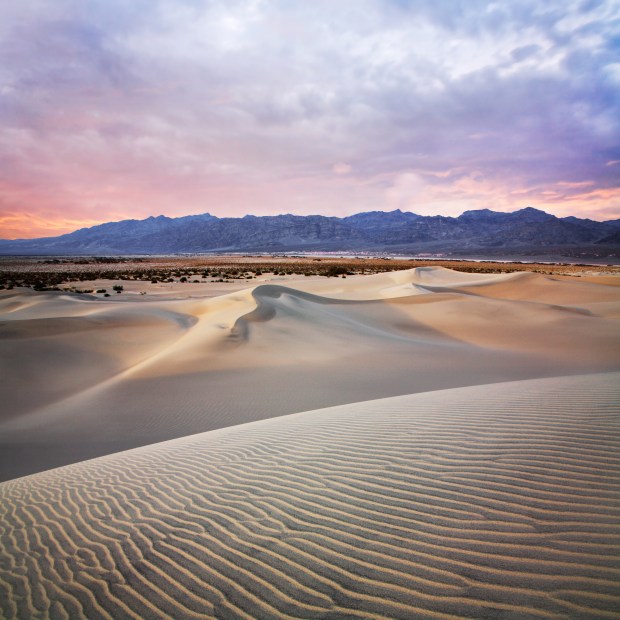 Sand ripples on Mesquite Flat Sand Dunes at Death Valley National Park.