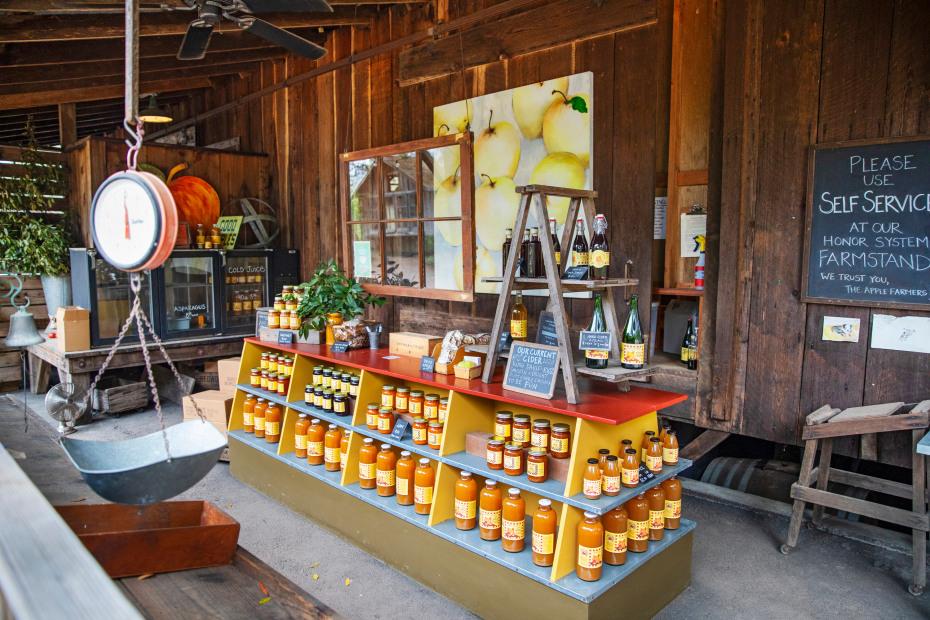 Inside the market at The Apple Farm just outside of Philo, California