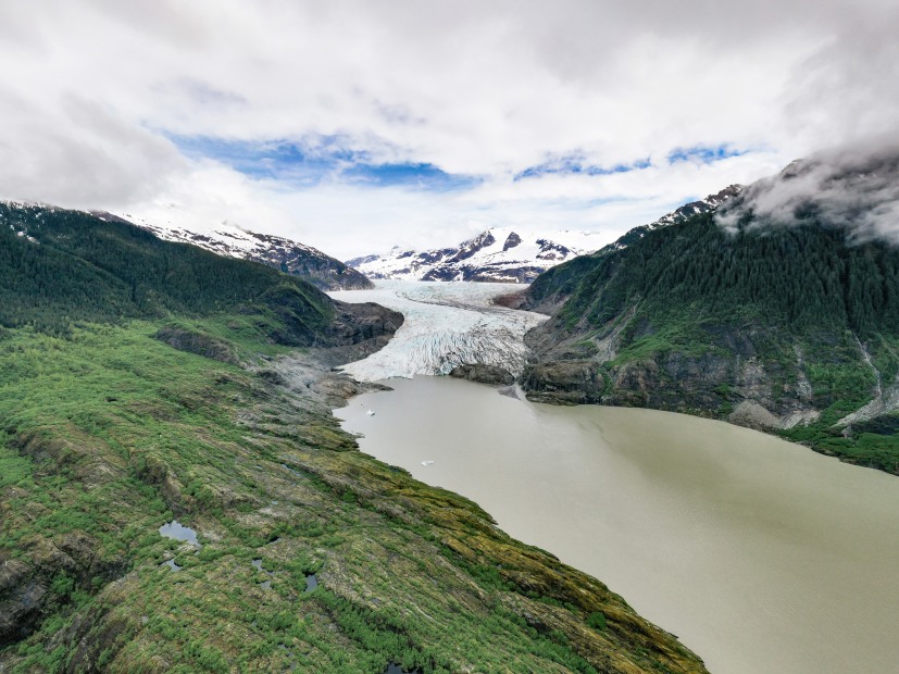 Mendenhall Glacier seen from a drone.