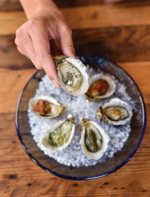 Oysters on salt at Humboldt Bay Provisions.
