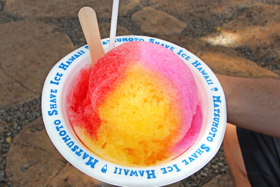 Vibrant shaved ice from Matsumoto Shave Ice on the North Shore of Oahu.
