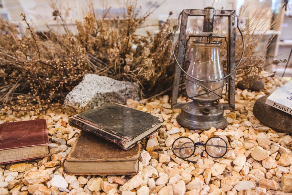 Artifacts from the Pony Express Trail and California Trail inside the Mormon Station State Park Museum.