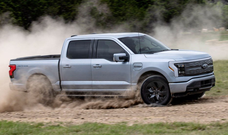 Ford F-150 Lightning Lariat on a closed rally course.