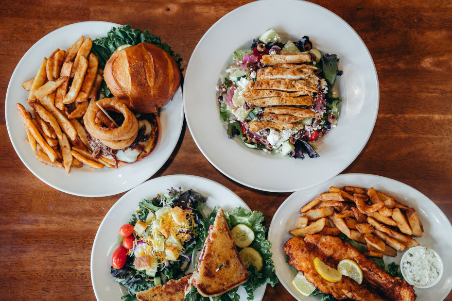 Full plates on the table at Wind River Brewing in Pinedale, Wyoming.