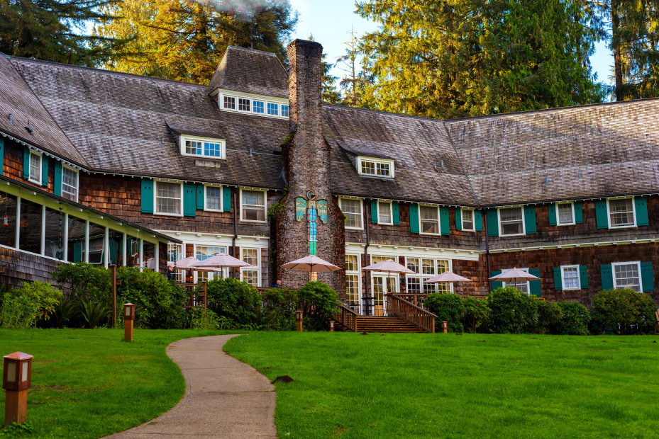 Outside Lake Quinault Lodge in Olympic National Park.