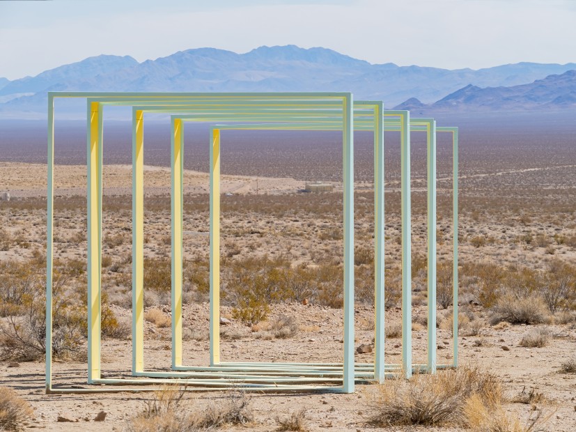 Square frame art in Goldwell Open Air Museum at Beatty, Nevada.