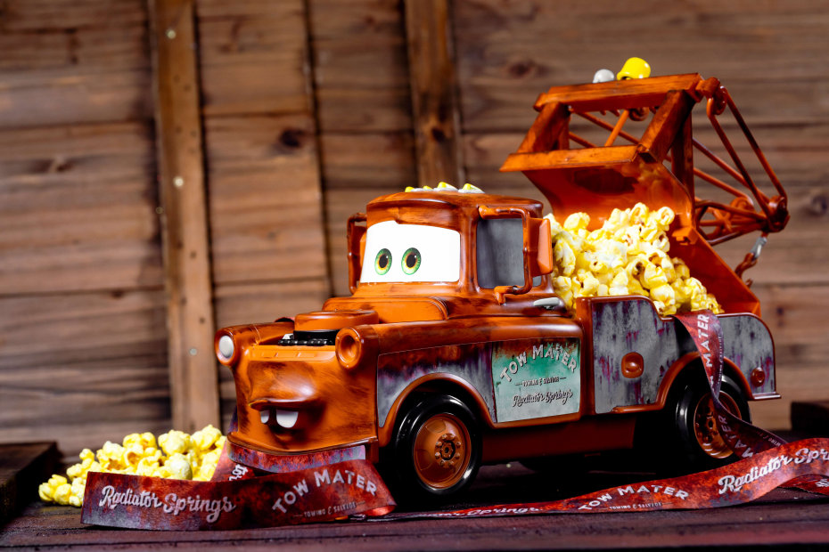 Tow Mater popcorn bucket from Disney California Adventure's Cars Land.