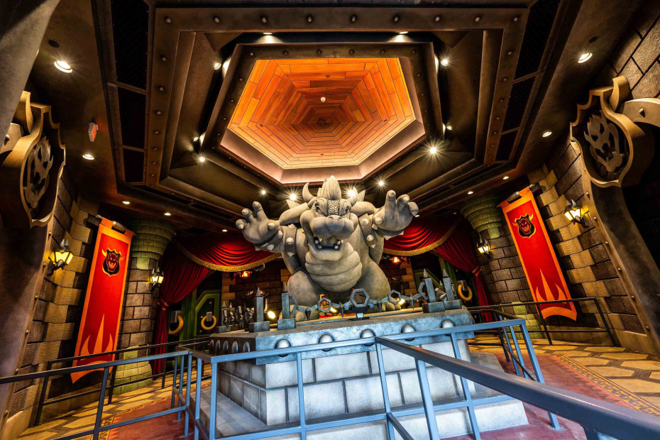 Inside Bowser's Castle at Universal Studio Hollywood's new Mario Kart: Bowser's Challenge.