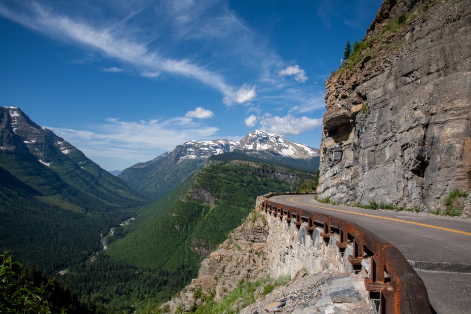 Glacier National Park's Going to the Sun Road with Heaven’s Peak in the background.