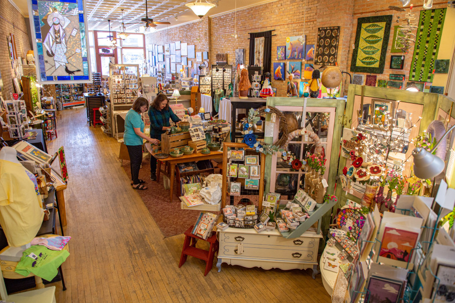 A view of stationery, mugs and art at Kalispell's Sassafras shop.