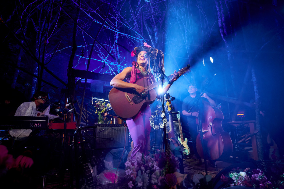 Valerie June performs on the Woods stage at Pickathon in 2022.