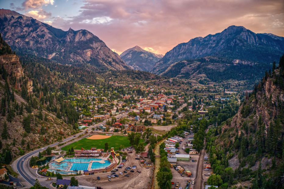 Aerial view of Ouray, Colorado.