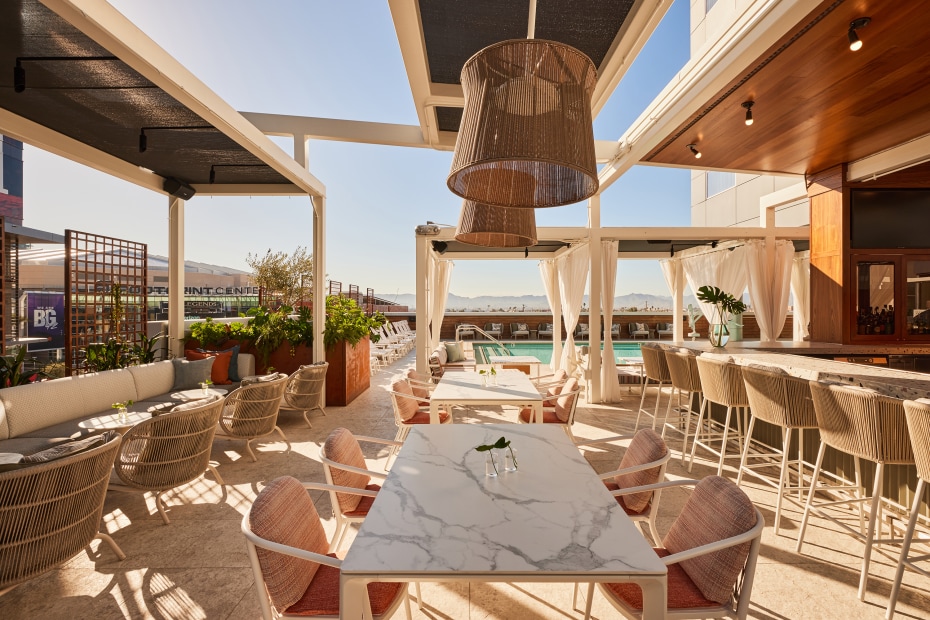 The patio at Eden Rooftop Bar at Kimpton Hotel Palomar Phoenix.