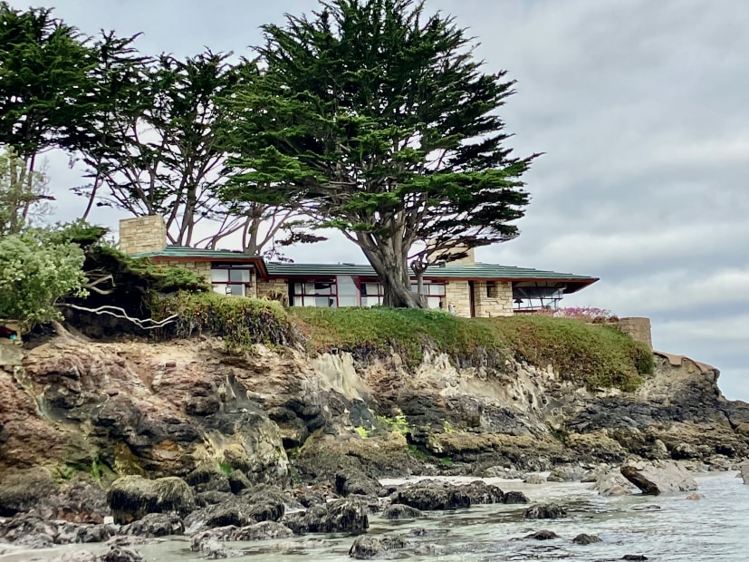 Clinton Walker House on the coast in Carmel-by-the-Sea, California on a cloudy day.