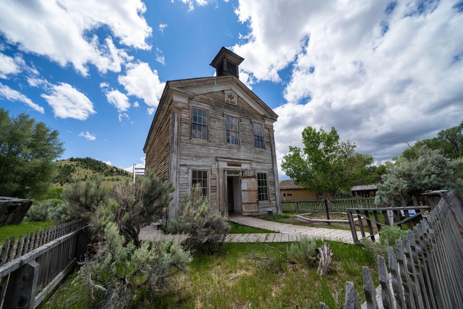 The masonic lodge and school house at Bannack State Park.