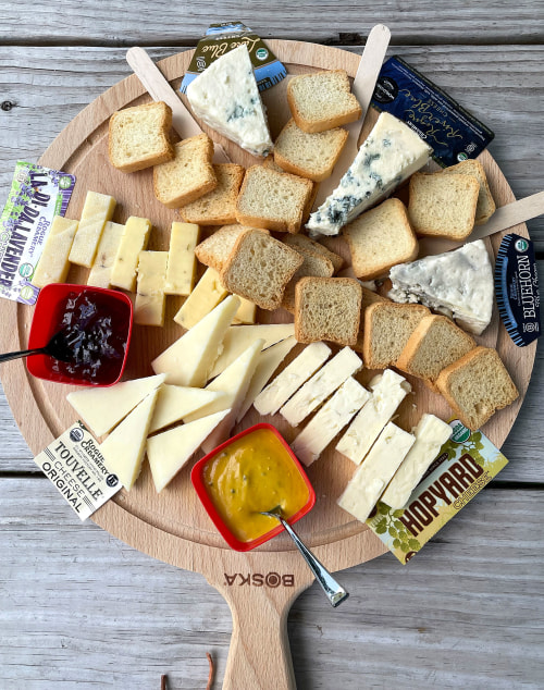 Rogue River Creamery Cheeses on a tasting tray.
