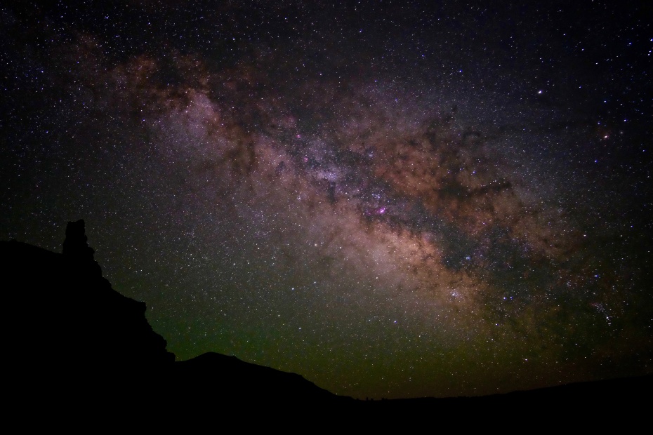 Milky Way Galaxy seen over Chimney Rock in Capitol Reef National Park in Utah.
