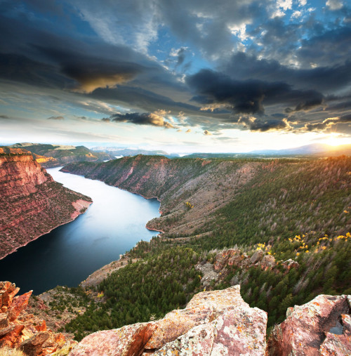 Clouds over the Green River in Flaming Gorge Recreation Area.