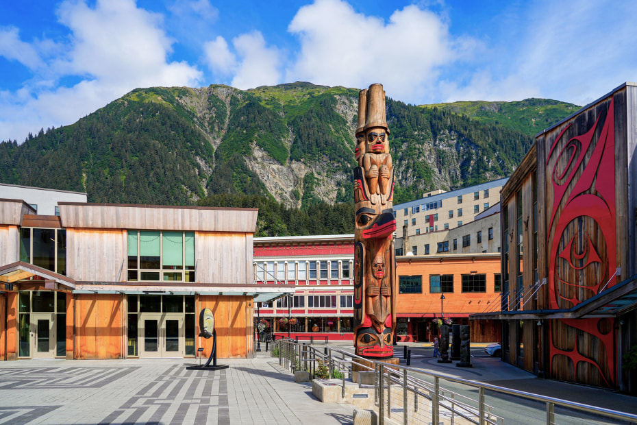 Exterior of the Sealaska Heritage Institute in downtown Juneau, Alaska, in 2023.