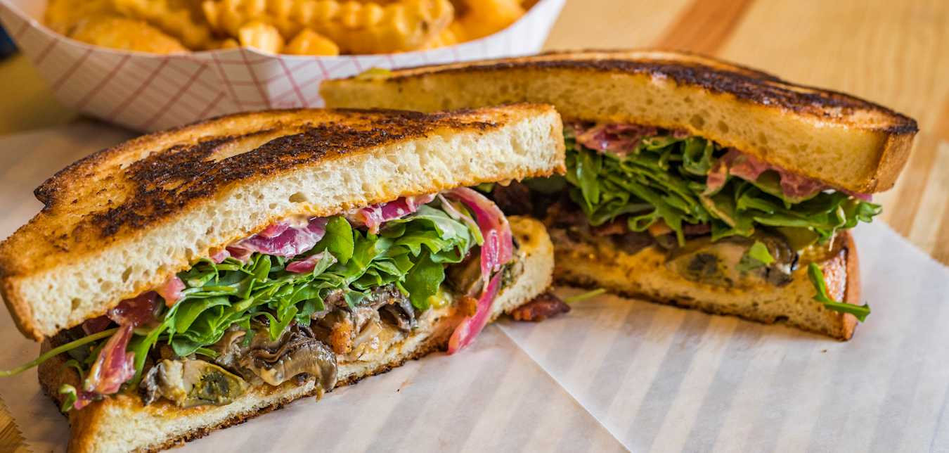 Smoked oyster sandwich at Timmy’s Brown Bag