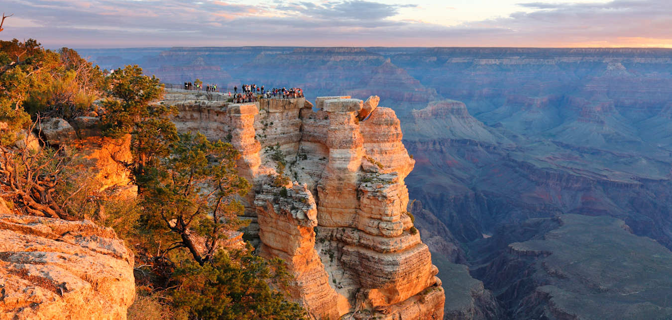 Sunrise at the South Rim's Mather Point in the Grand Canyon National Park.