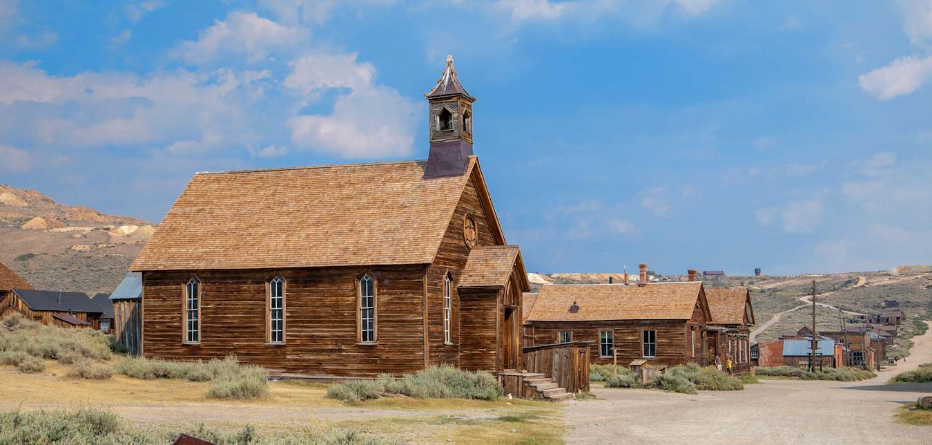 Wooden church in the Bodie, California church town