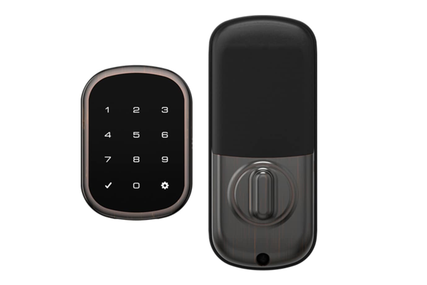 Smart door lock on a wall