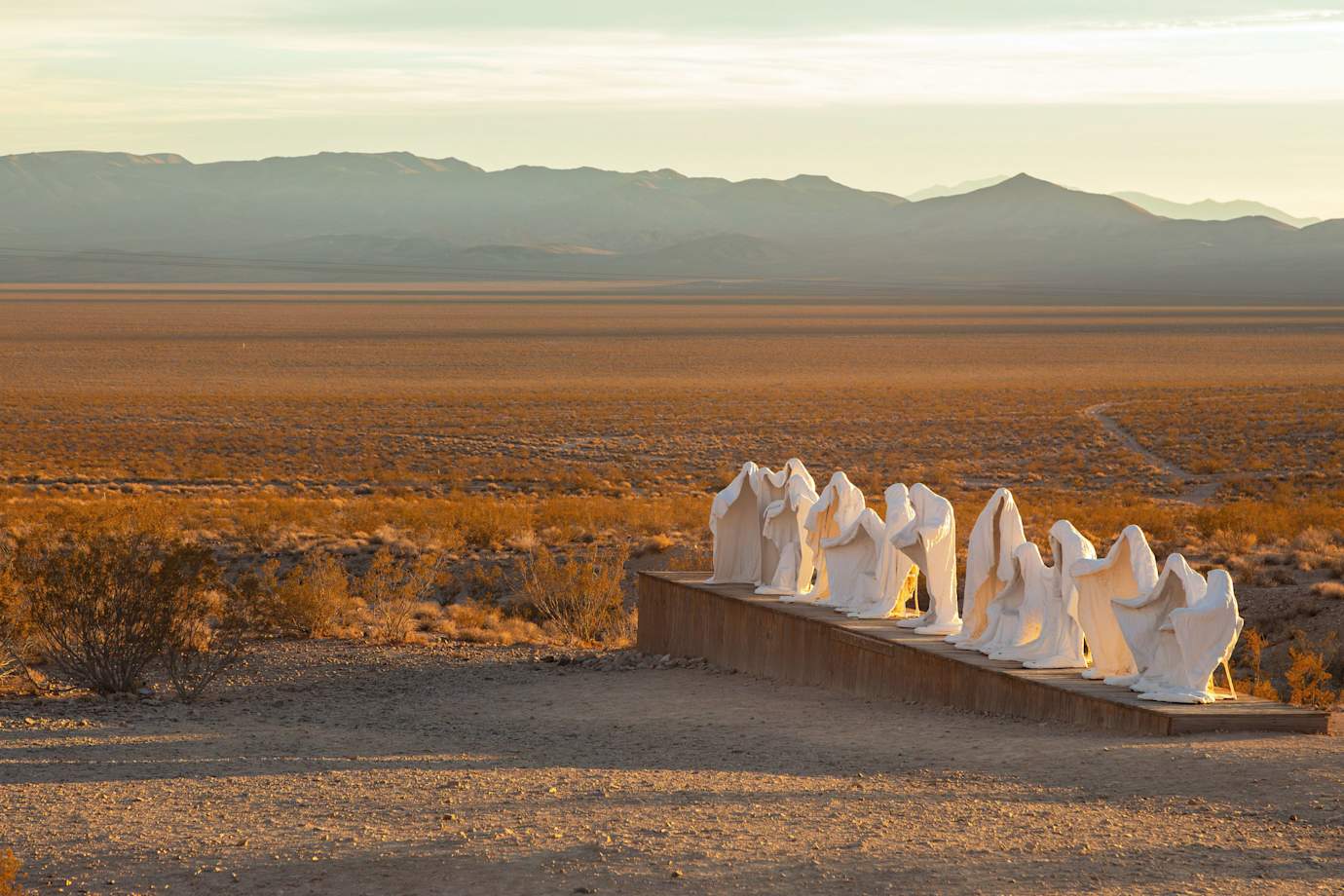 The Last Supper, life-sized sculpture installation at the Goldwell Open Air Museum in Beatty, Nevada.