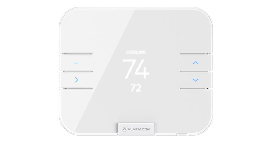 Smart thermostat on a wall
