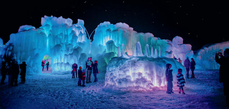 Colorful ice castles in Midway, Utah