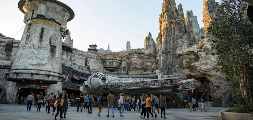 Disneyland visitors explore Star Wars: Galaxy's Edge and the life-sized Millennium Falcon