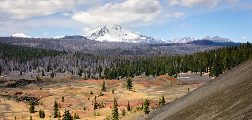 picture of the landscape with Lassen in the background at Lassen Volcanic National Park