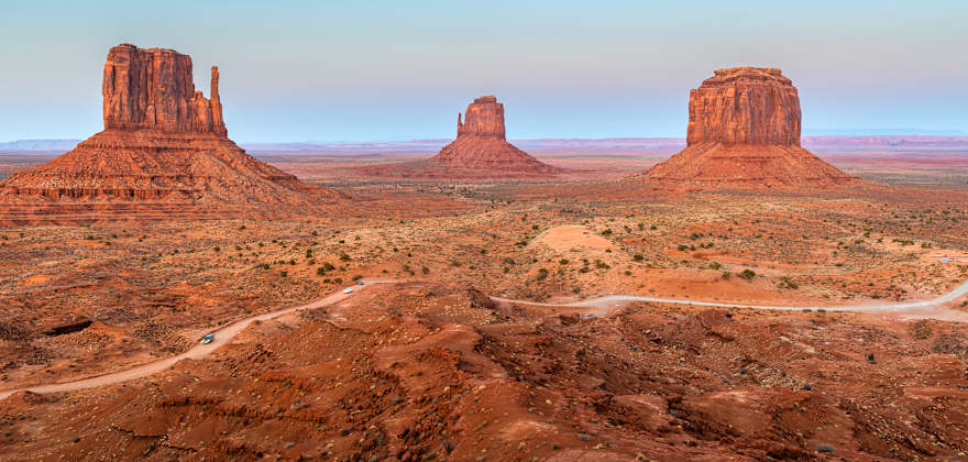 Monument Valley in Arizona at dawn.