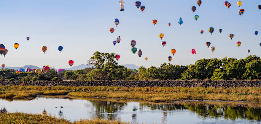 Balloons take off at the Albuquerque International Balloon Fiesta in New Mexico.