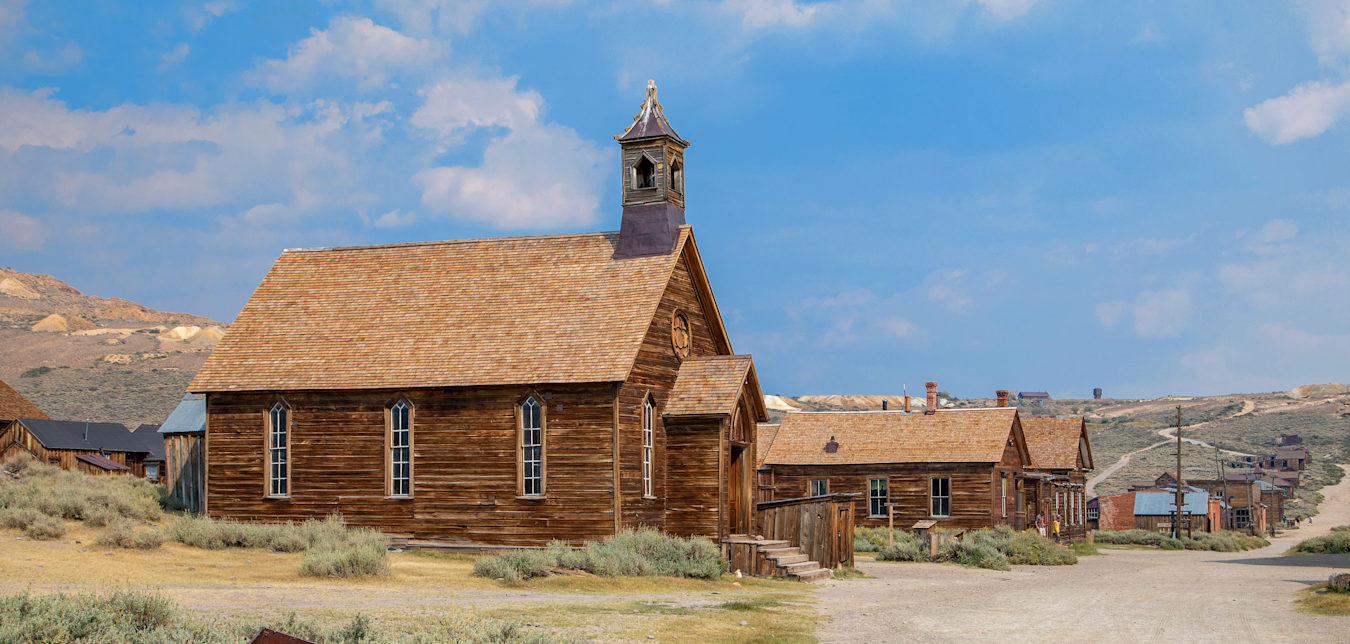 Wooden church in the Bodie, California church town