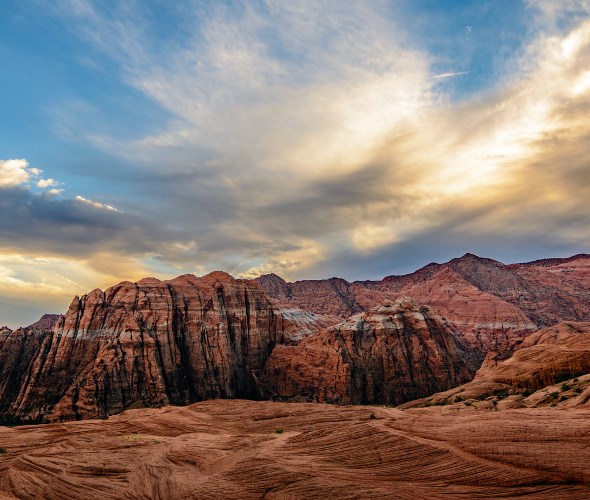 Clouds hang over Snow Canyon State Park in St. George, Utah