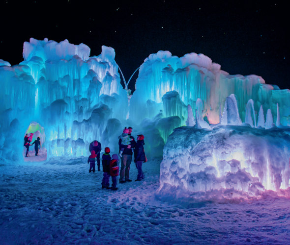 Colorful ice castles in Midway, Utah