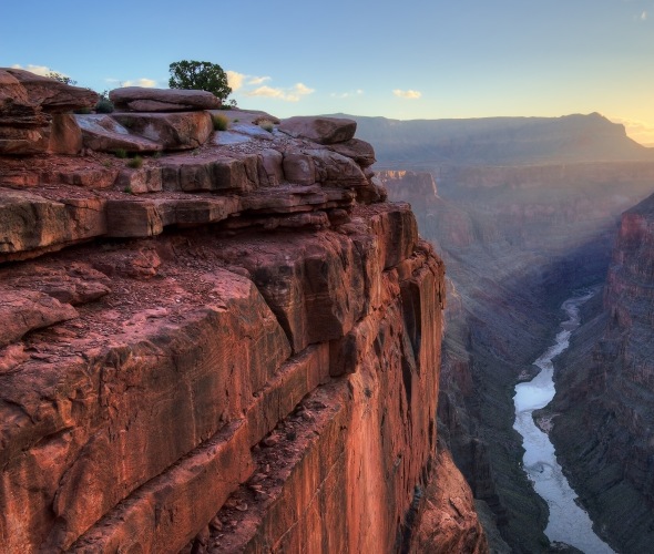 the Toroweap Overlook at sunset on the north rim of Grand Canyon National Park, Arizona.
