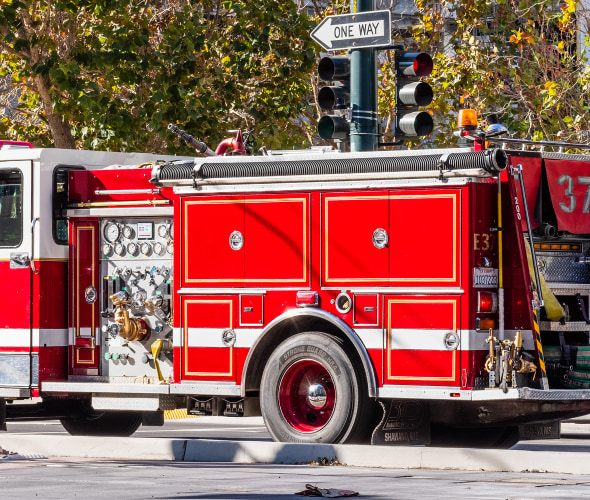 A fire truck stopped in San Francisco.