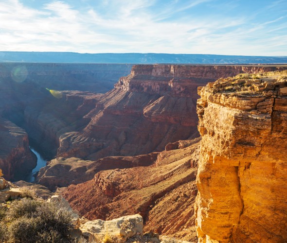 Overlooking the Grand Canyon and the Colorado River below.