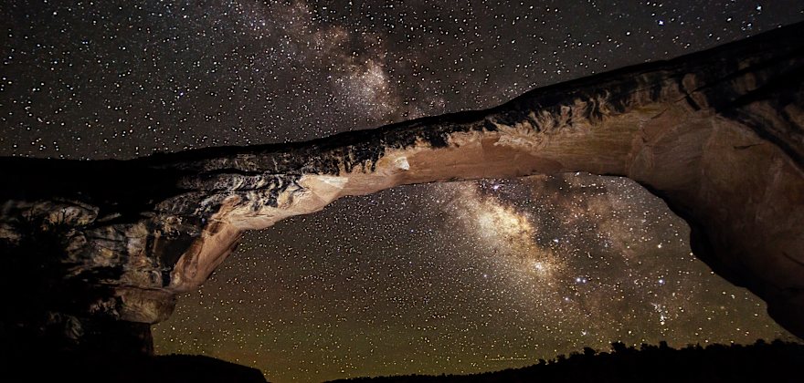 Stars above Natural Bridges National Monument at night
