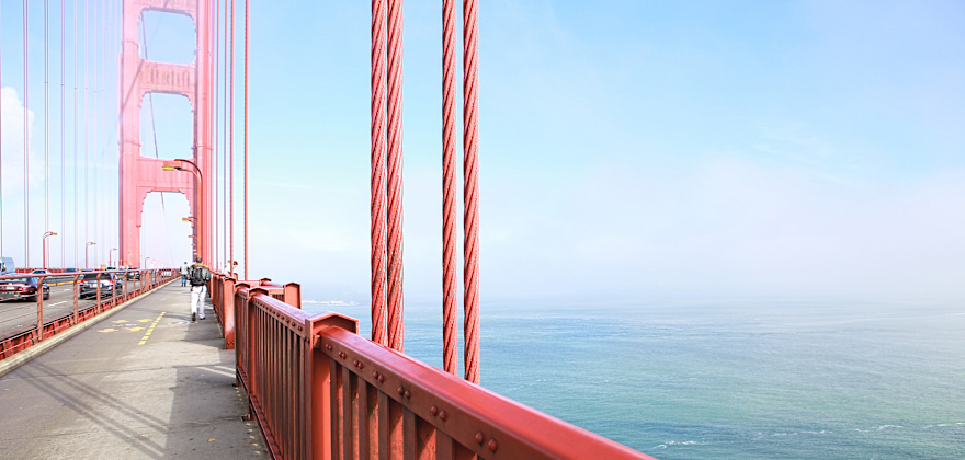 Golden Gate Bridge pedestrian path in San Francisco, California