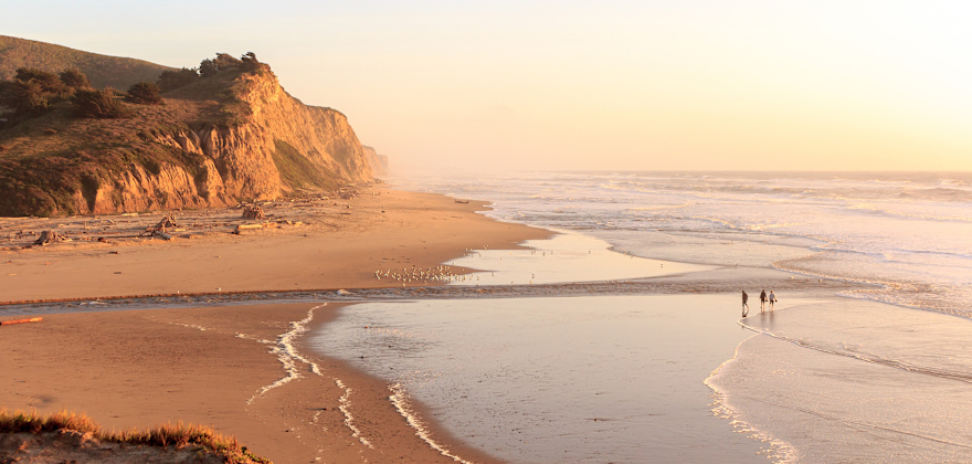 San Gregorio State Beach at sunset, Half Moon Bay, California.