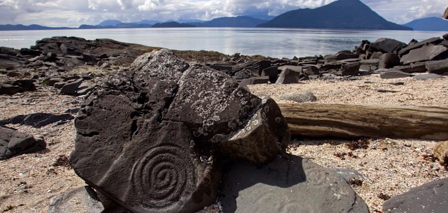 petroglyph at Petroglyph Beach State Historic Site in southeast Alaska, picture