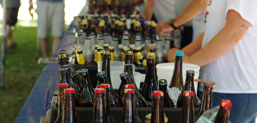 a selection of assorted bottles of beer at the Portland International Beerfest, picture